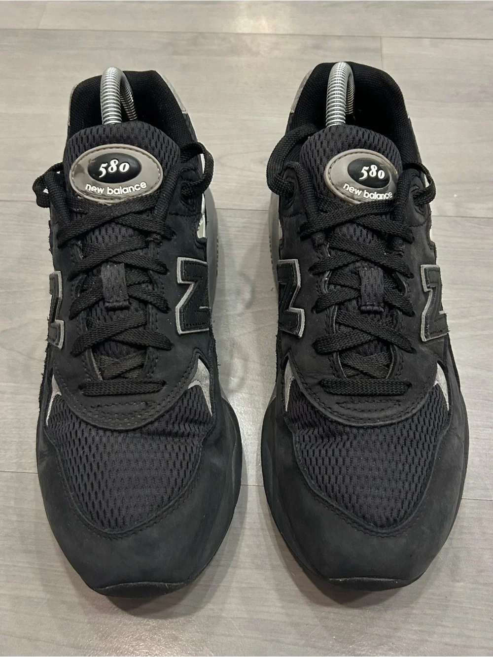 New Balance 580 Shoes Men's Size 7.5 Black Shadow Grey Suede Sneakers MT580MDB